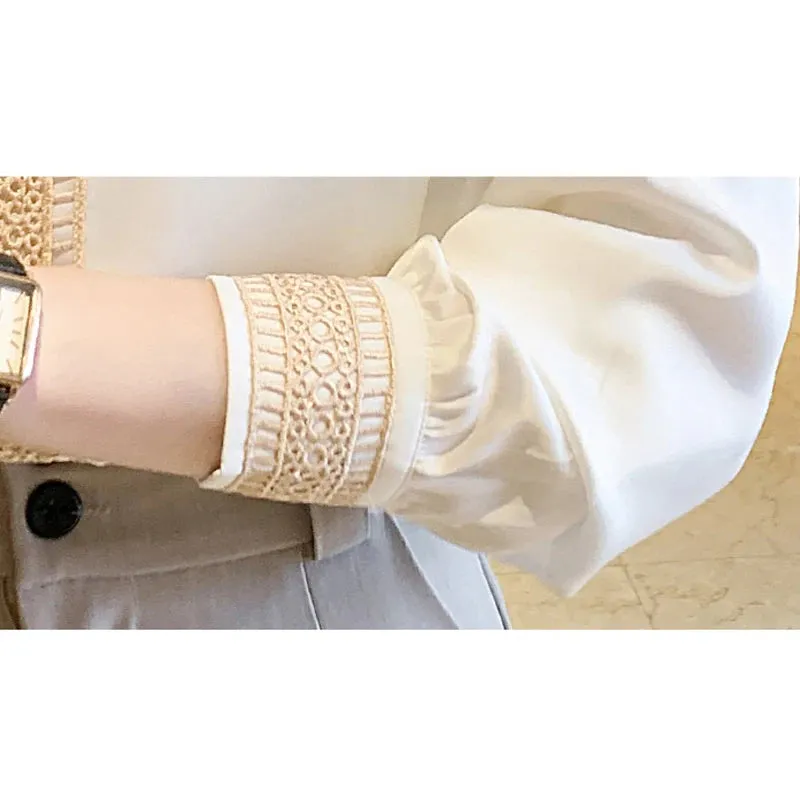 Znbbw Women Long Sleeve White Blouse Shirt Tops Women V-Neck Chiffon Blouse Women Blusas Mujer De Moda 2023 Blouses Femme E685 - Image 6