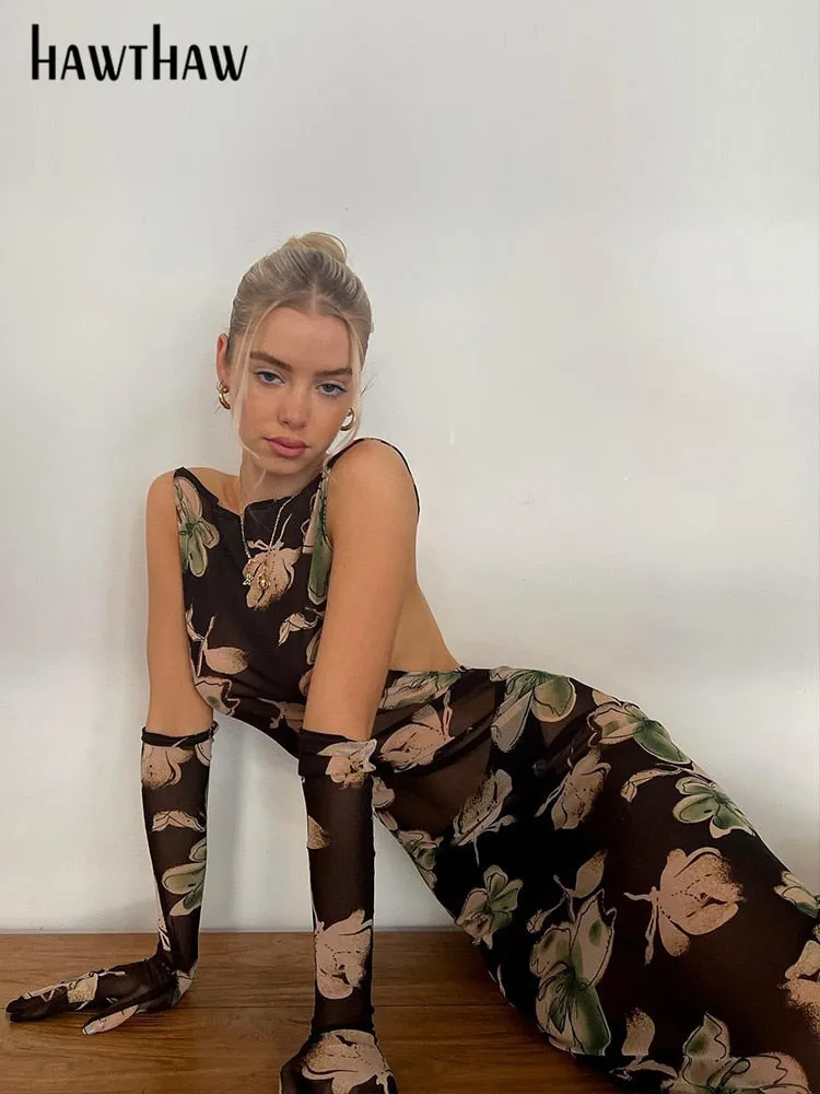 Znbbw Women Mesh See Through Bodycon Party Club Streetwear Midi Dress 2023 Summer Autumn Clothes Wholesale Items For Business - Image 2