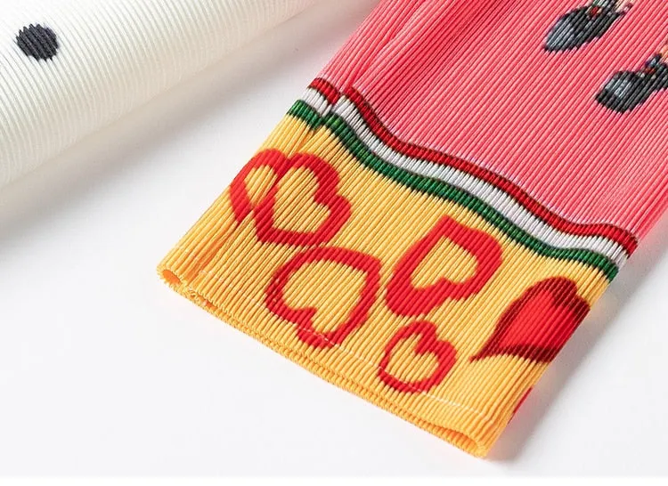 Znbbw Women Pleated Dress High Quality Stretchy Pollvers O-Neck Half Sleeve Colorblock Dot Print Beaded Diamond Casual Dress - Image 3