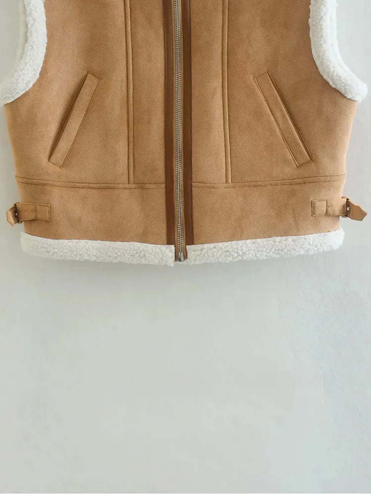 Znbbw Autumn Spring Vest Coat Women Jacket Splice Sleeveless Waistcoat Coat Ladies Warm Outwear Tops - Image 5