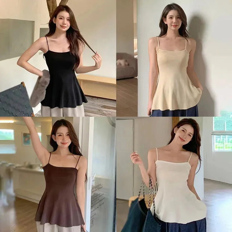 Znbbw Women's Crop Top Korean Version Summer Solid Colour Sleeveless Tank Tops - Image 2