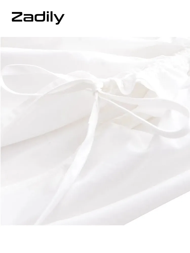 znbbw 2023 Spring Office Lady Long Sleeve Lacing Folds White Shirt Blouse Women Elegant Button Up Work Female Shirts Clothes - Image 3