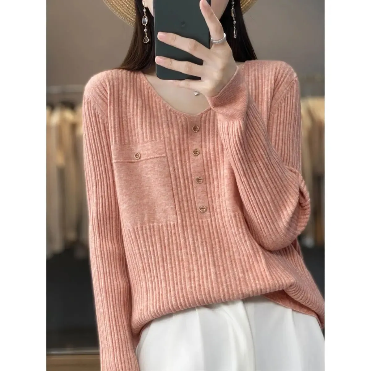 Znbbw Women Sweater and Pullovers Fall Winter New Skinny Jumpers V-neck Basic Warm Sweater Pullovers Warm Winter Sweater - Image 10