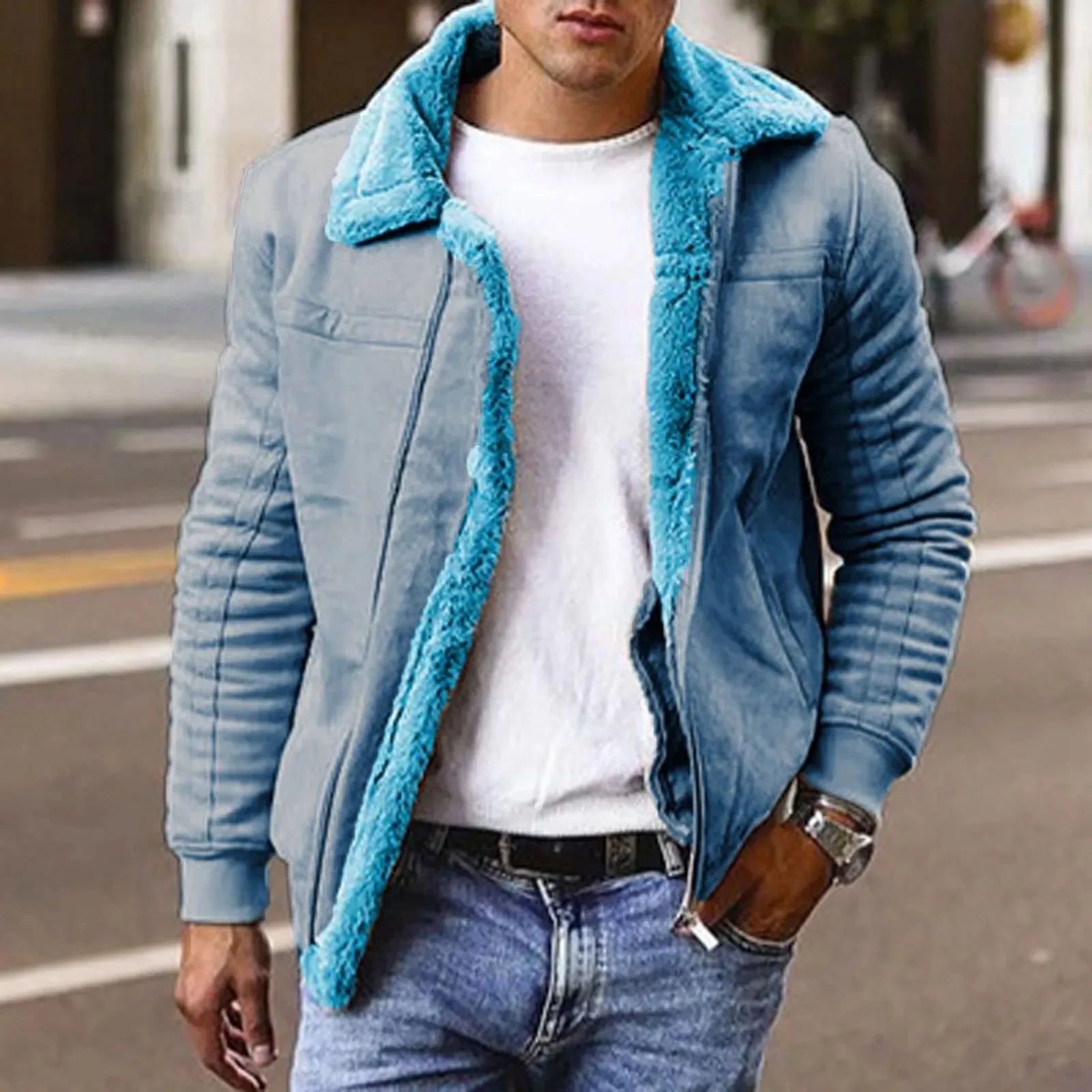 Znbbw Women's Thicken Warm Jacket Fashion Fur Leather Streetwear Mens Streetwear Autumn Long Sleeve Lapel Fleece Outwear 2024 - Image 2