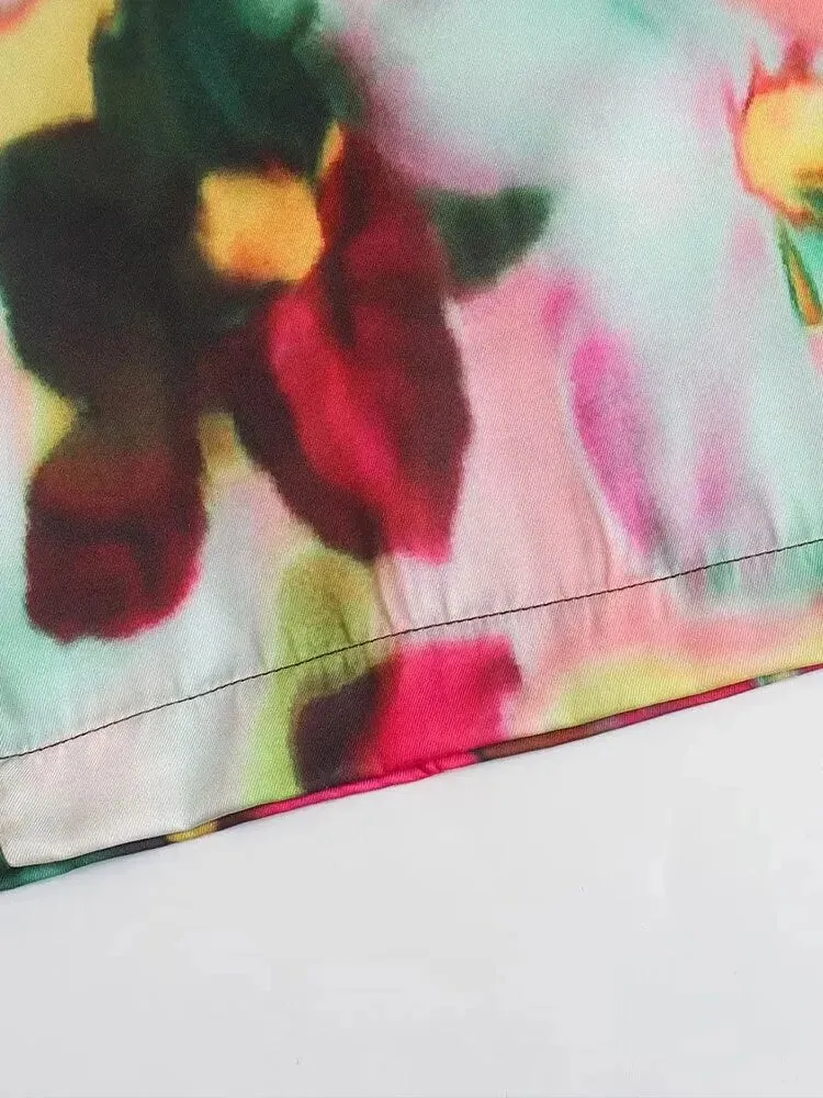 Znbbw 2023 Spring Autumn Pant Women High Waist Floral Print Casual Wide Pants Womens Streetwear Straight Trousers Women 202307 - Image 6