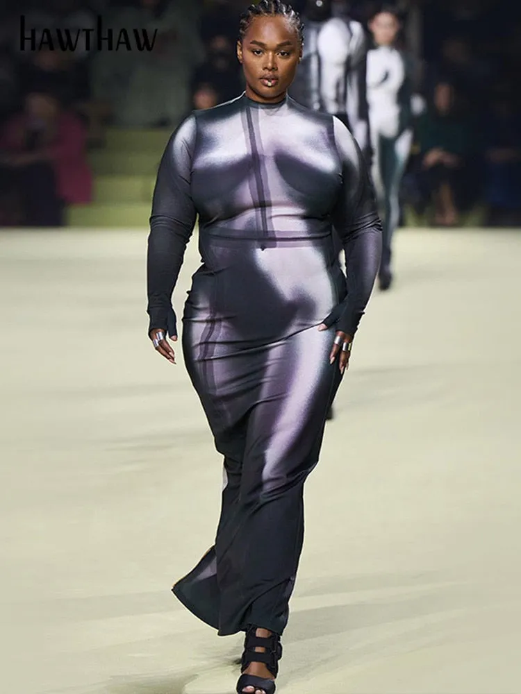 Znbbw Women Long Sleeve Printed Party Club Bodycon Streetwear Long Dress 2023 Summer Autumn Wholesale Items For Business - Image 3