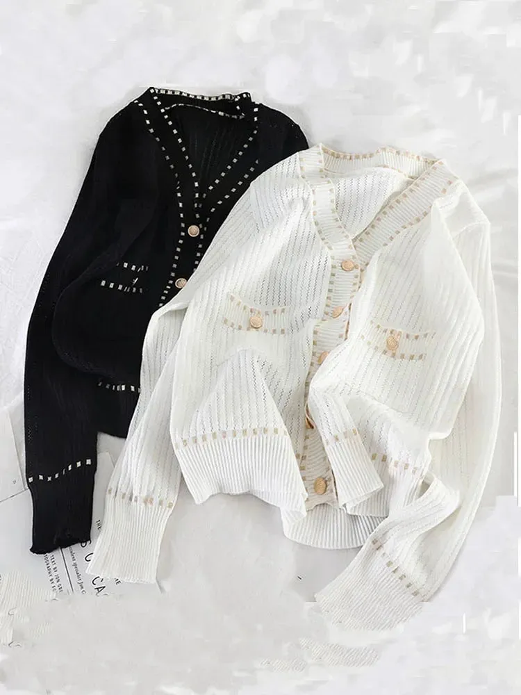 Znbbw Autumn Women's Cardigan New Single-breasted Stitching Cardigan Korean Style Loose and Thin Knit Female Sweater Coat LL295 - Image 3