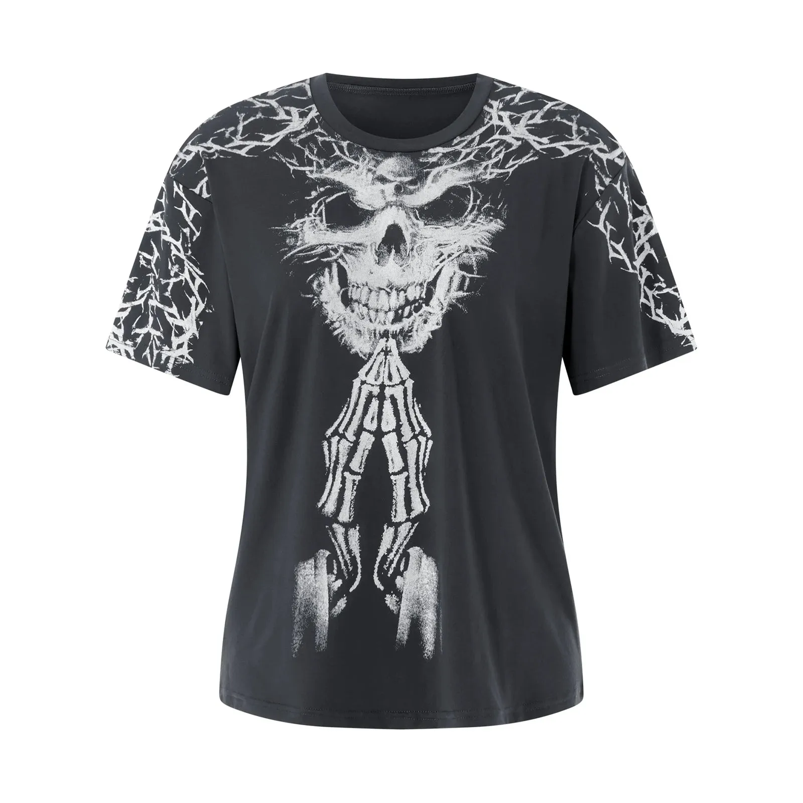 Znbbw Women Vintage Summer y2k Cyber Grunge Graphic Print Crop Tops O-neck Short Sleeve Slim Fits Tees Harajuku Aesthetic T-shirts - Image 9