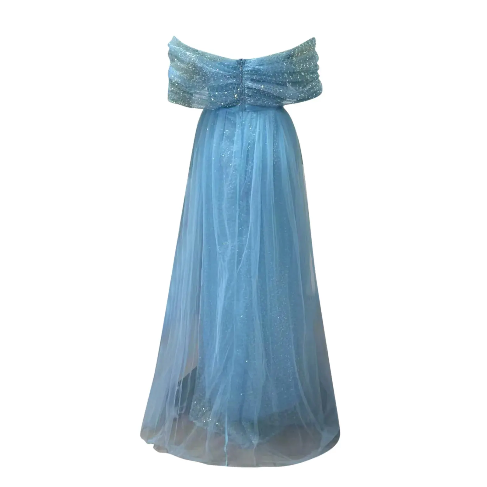 Znbbw 2024 Sexy Mesh Long Wedding Dress Blue Mermaid Sexy High Split Beaded Elegant Luxury Evening Dresses Gowns Prom Robe - Image 5