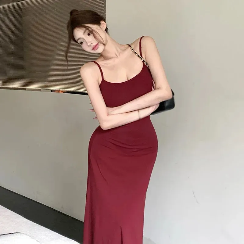 Znbbw Women's Dress Solid Color Summer Layered Underneath Slimming Suspender Dress - Image 5