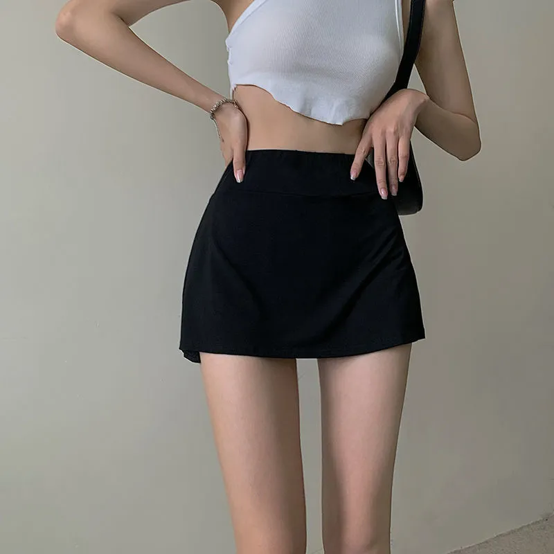 Znbbw women's fashion mini skirt y2k dark casual short skirt Cute irregular split casual simple high waist elastic sports skirt 0410 - Image 2