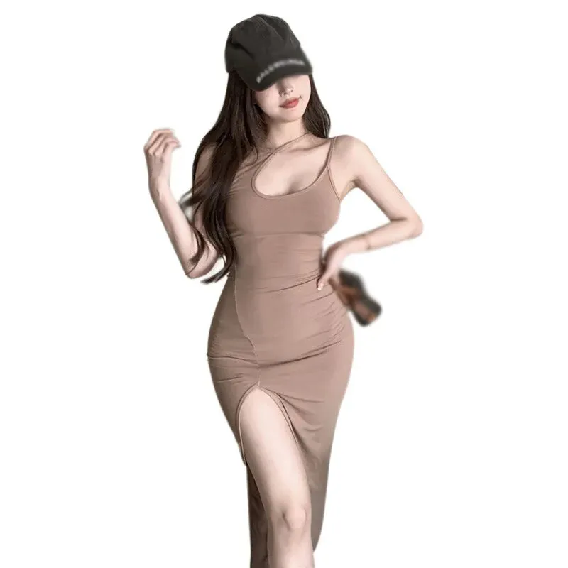 Znbbw Women's Dress Diagonal Collar Hollowed Out Slim Sexy Strapless Dress - Image 2