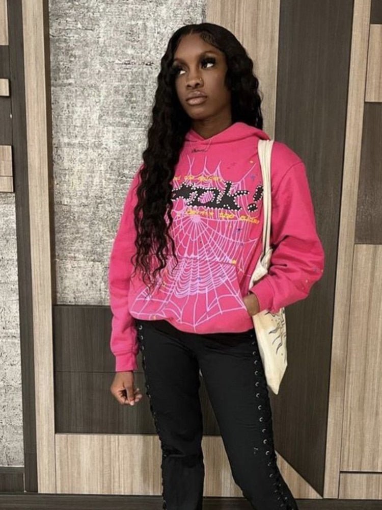 znbbw Autumn Graphic Hoodies Casual Outfit For Women 2023 Long Sleeve Hooded Top Female Black Letter Print Pocket Hoodies - Image 6