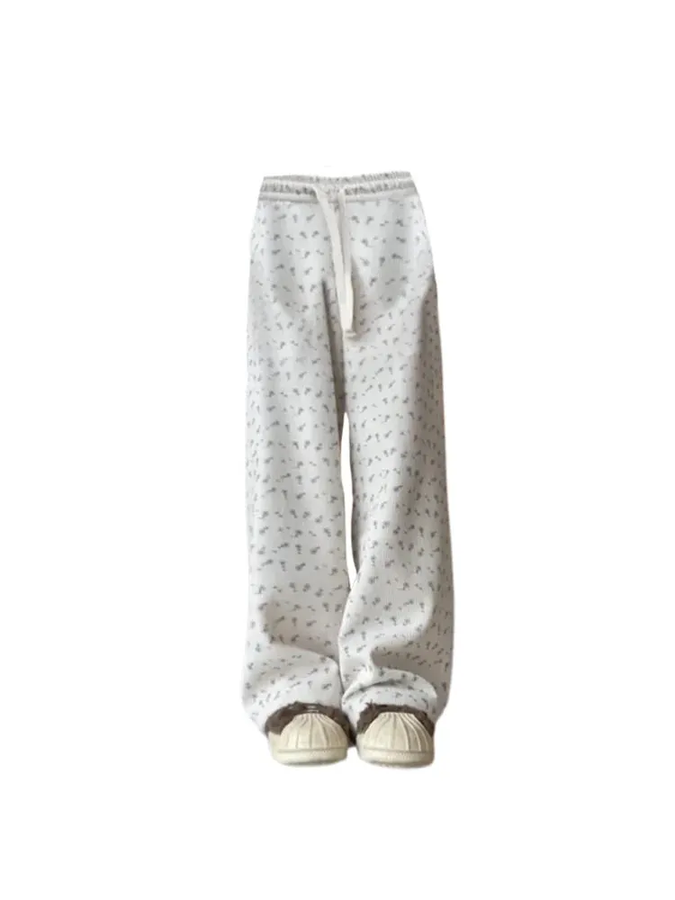 Znbbw Women's Apricot Print Pants Baggy Harajuku Streetwear Fashion Y2k High Waist Oversize Pants Vintage Wide Trousers 2000s Clothes - Image 2