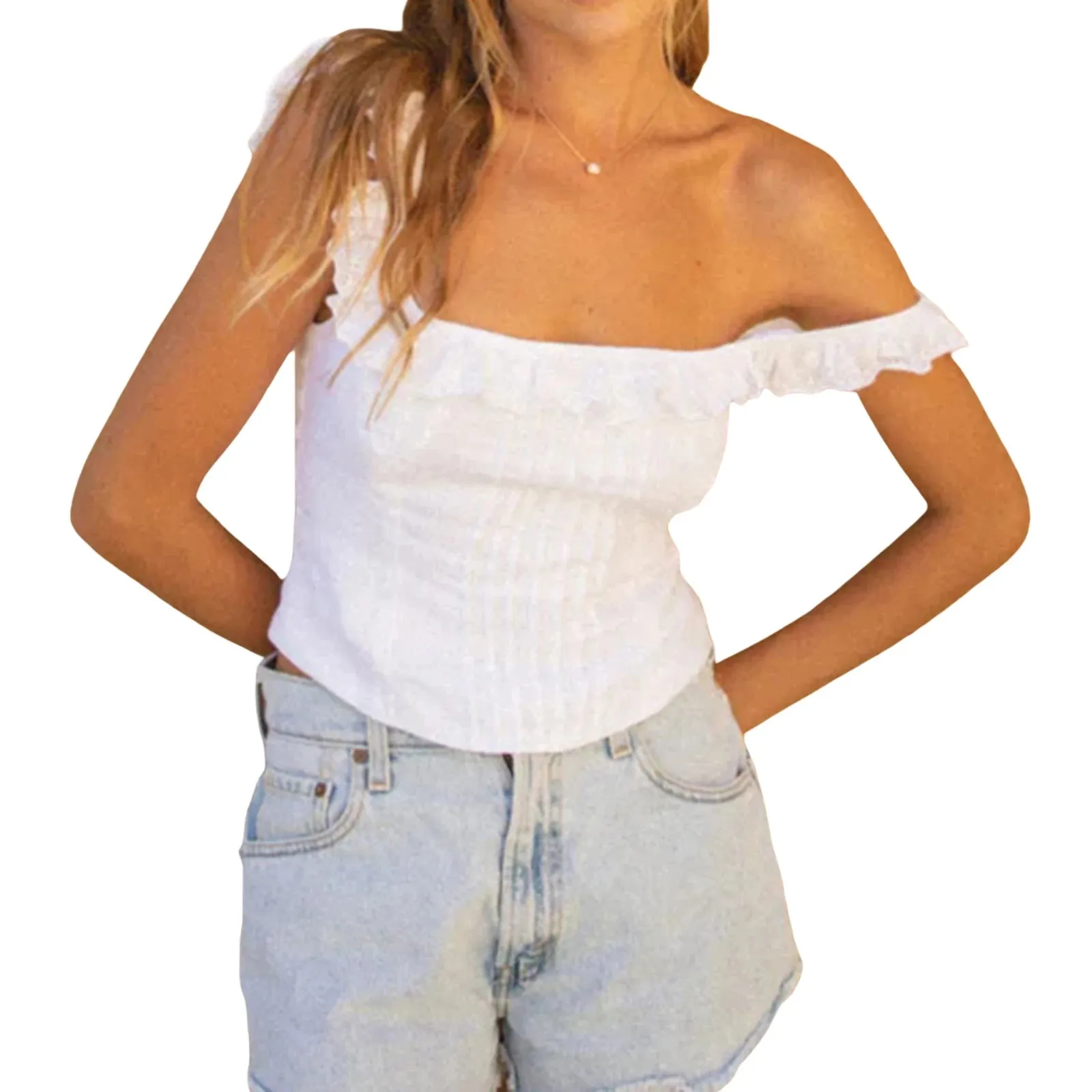 Znbbw Women Sexy Open Back Tight Vest Sleeveless Ruffle Strap Boat Neck Tie Up Backless Bandage Crop Tank Top Going Out Tops - Image 8