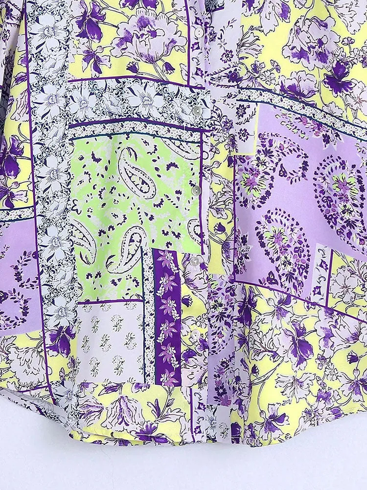 Znbbw 2023 Spring Women Fashion Printed Shirt Casual Loose Long Sleeve Single-breasted Lapel Female Shirt Chic Top 202304 - Image 3