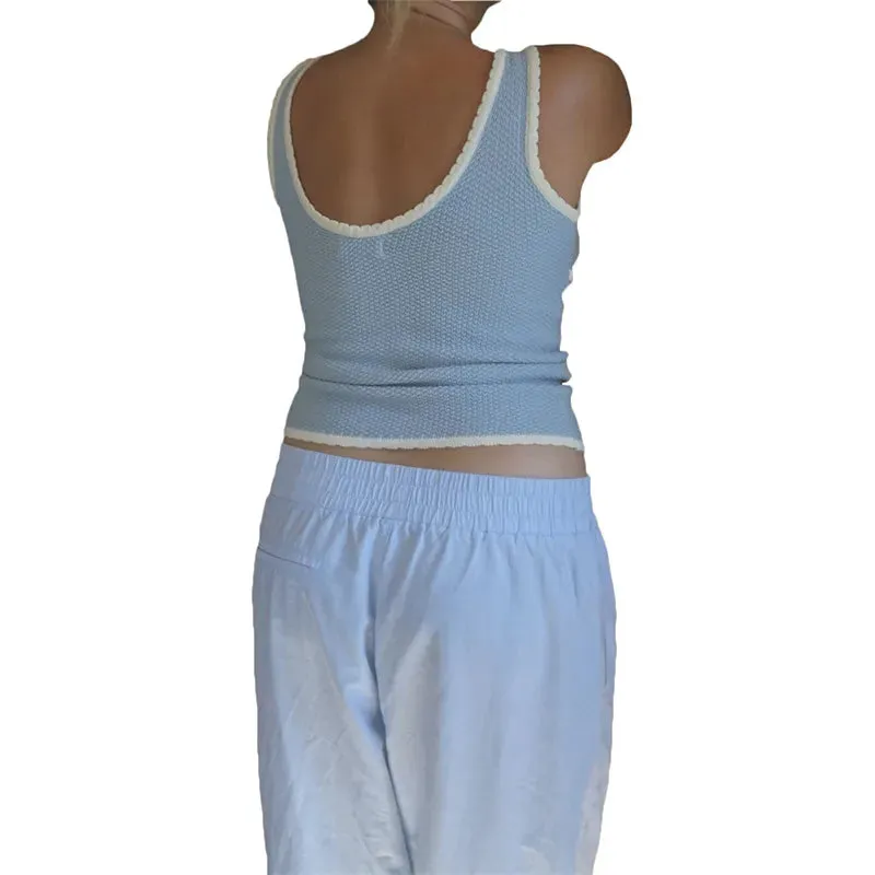 Znbbw Y2K Tank Tops Vintage Ruffle V Neck Milkmaid Crop Top Women Tie up Cute BowTops Summer Korean Grunge Fairycore Outfits - Image 6