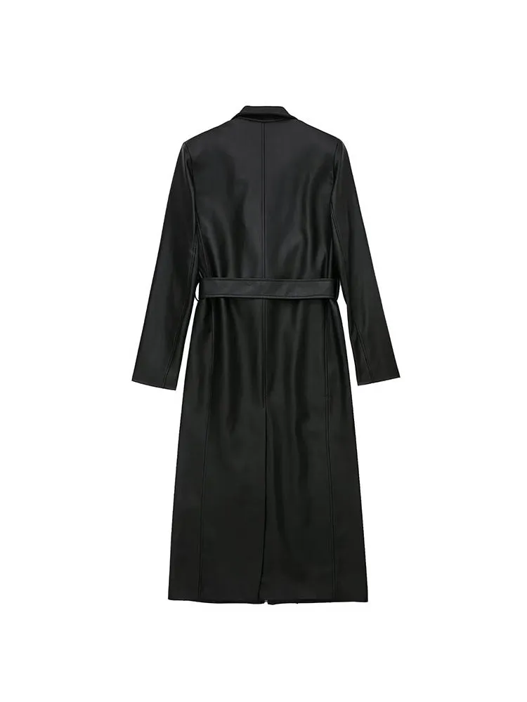 Znbbw 2023 Spring Autumn Women Fashion Loose Coat With Belt Trench Coat Female Solid Simple Casual Windbreaker - Image 4