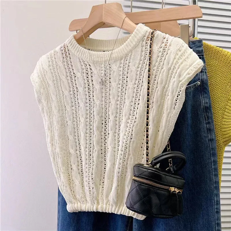 Znbbw Women Hollow Out Sexy Camis Korean Fashion Design Knitted Sleeveless Tops Casual Female All Match Tanks Summer New - Image 3