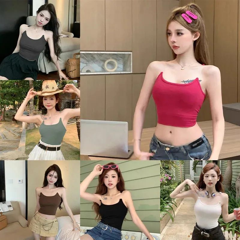 Znbbw Women's Korean One Size Slim Strap Invisible Shoulder Strap Slim Fit Sexy Fashion Strap Chest Cushion Strap Tank Top - Image 4