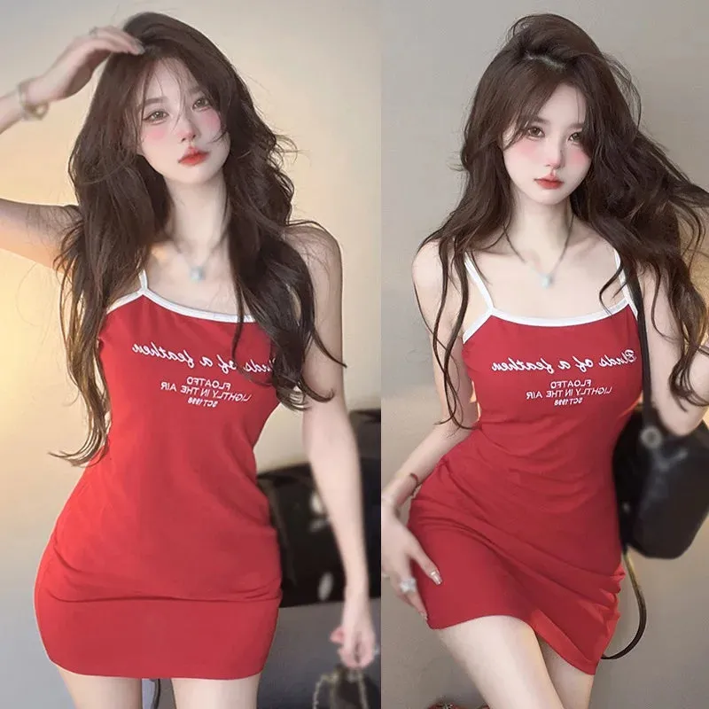 Znbbw Women's Dress Sleeveless Camisole Dress Korean Version Letter Embroidery - Image 3