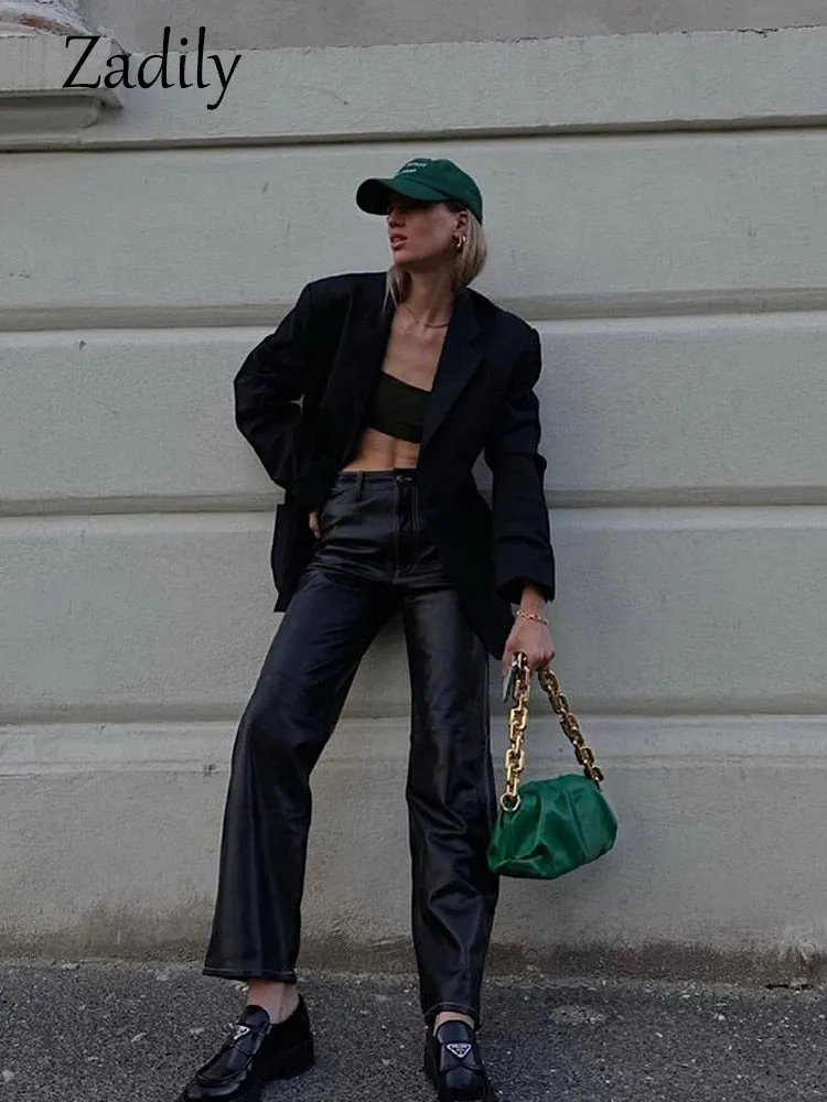 znbbw 2023 Autumn Oversize Long Sleeve Black Women Blazer Normcore Style Loose BF Ladies Suit Blazers Work Clothing Jacket Coat - Image 4