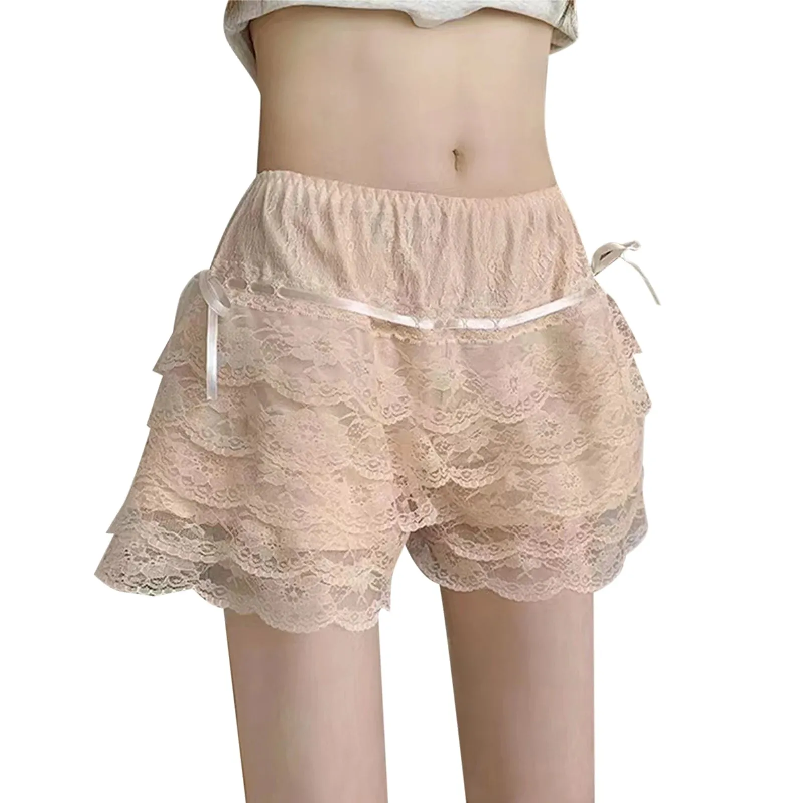 Znbbw Women Summer Lace Ruffle Bloomers Shorts Coquette y2k Kawaii Lolita Layered Pants Panties Booty Shorts Sweet Safety Shorts - Image 9