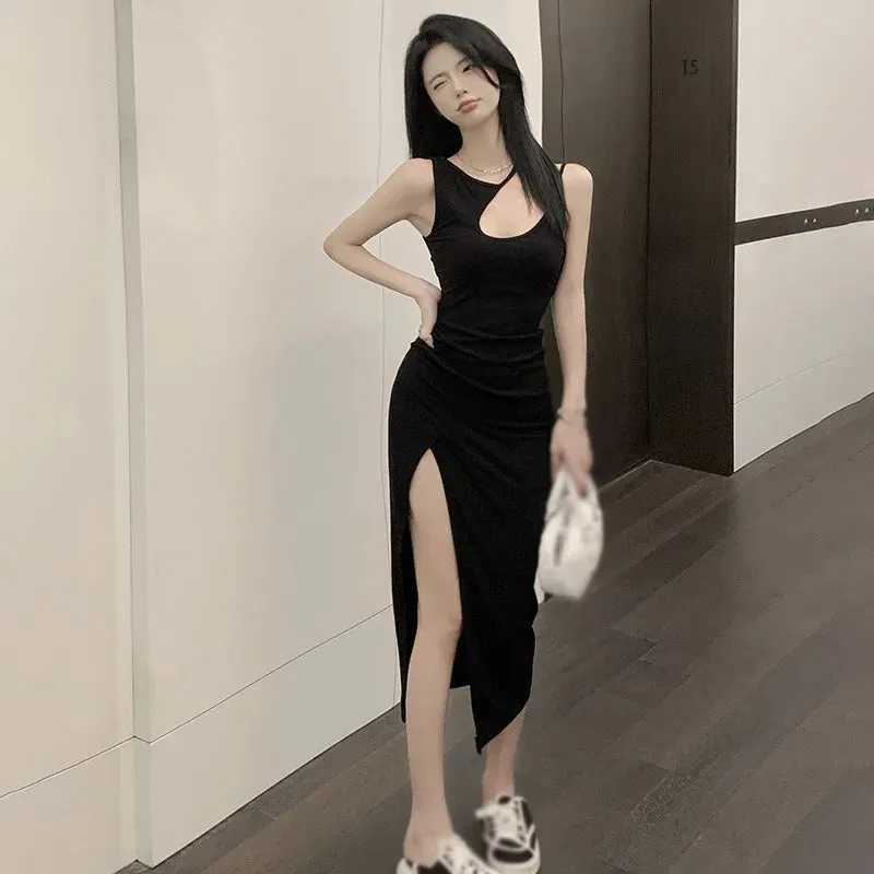 Znbbw Women's Dress Diagonal Collar Hollowed Out Slim Sexy Strapless Dress - Image 3