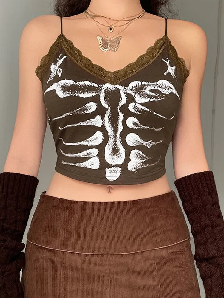 Znbbw Women's T-Shirt Deep Butterfly Vintage Corset 2023 Summer Fashion Casual Women's Top Korean Gothic Sexy Halter Cropped Top - Image 2