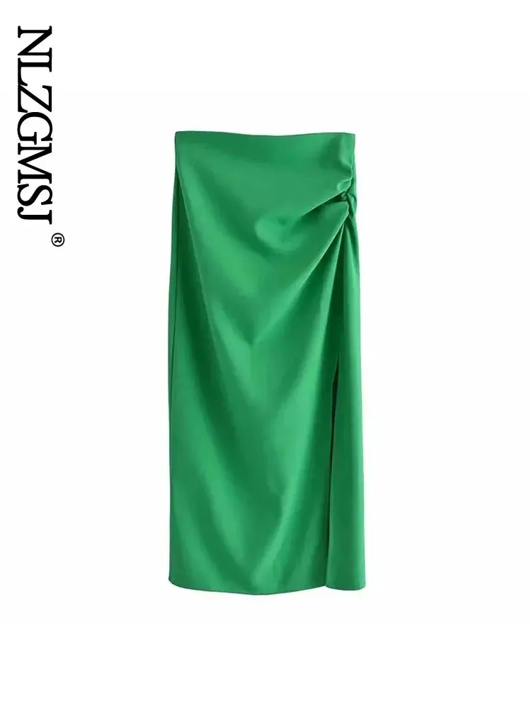 Znbbw ZBZA Skirts Womens 2023 Two Piece Set Linen Blend Cropped Women Shirt Draped Skirt Autumn Fashion Casual Dress Sets - Image 15