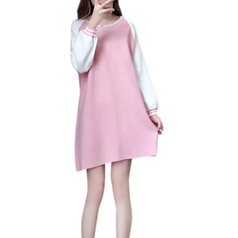 Znbbw Women Loose Solid Color A Line Dress Full Sleeves Casual Slim Fit Party Dress - Image 4