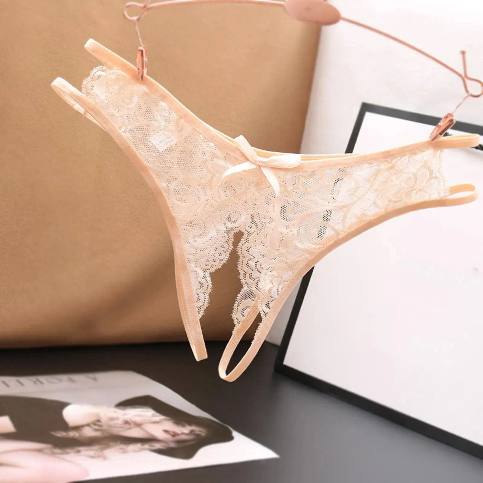 Znbbw Women Lace Panties Sexy Crotchless Underwear Erotic Panties Transparent Lingerie Perspective Female G-string Embroidered Thongs - Image 2