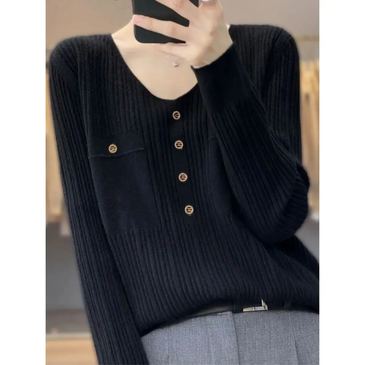 Znbbw Women Sweater and Pullovers Fall Winter New Skinny Jumpers V-neck Basic Warm Sweater Pullovers Warm Winter Sweater - Image 9