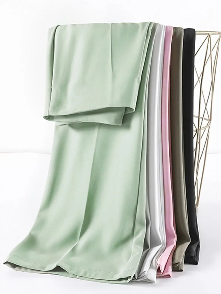 Znbbw 2023 Summer Thin Drape Ice Silk Pants Women Simplicity Straight Long Trousers Womens Office Lady Casual Suit Pants - Image 10