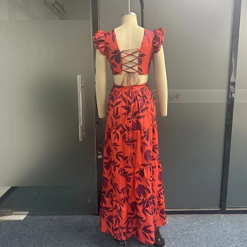 Znbbw Women Maxi Dress Summer Fashion Casual Print Sleeveless Round Neck Cutout Nipped Waist Party Dresses High Streetwear - Image 5