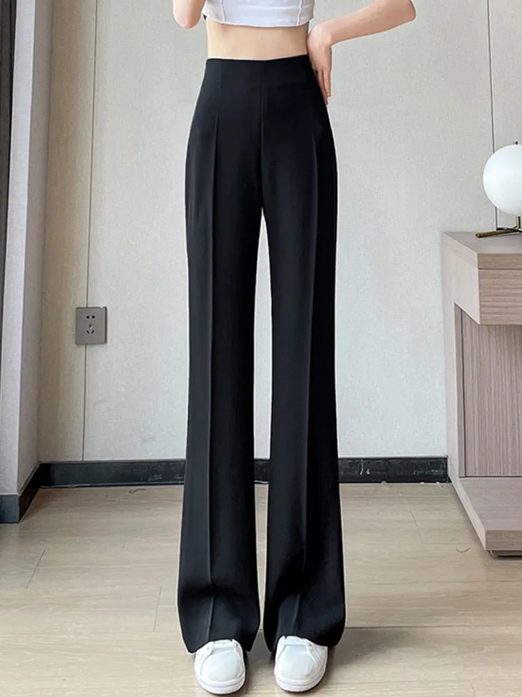 Znbbw 2023 Summer Thin Drape Ice Silk Pants Women Simplicity Straight Long Trousers Womens Office Lady Casual Suit Pants - Image 8