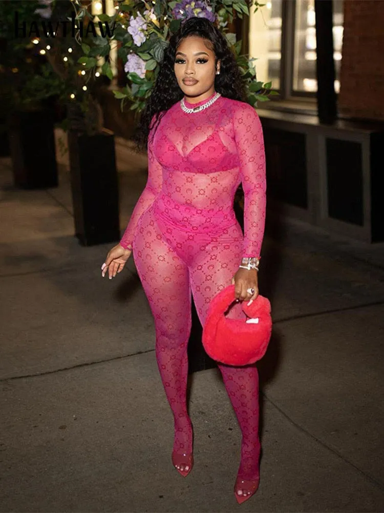 Znbbw Women Mesh See Through Tops Long Pants Two Piece Matching Sets Outfits 2023 Summer Clothes Wholesale Items For Business 0410 - Image 3