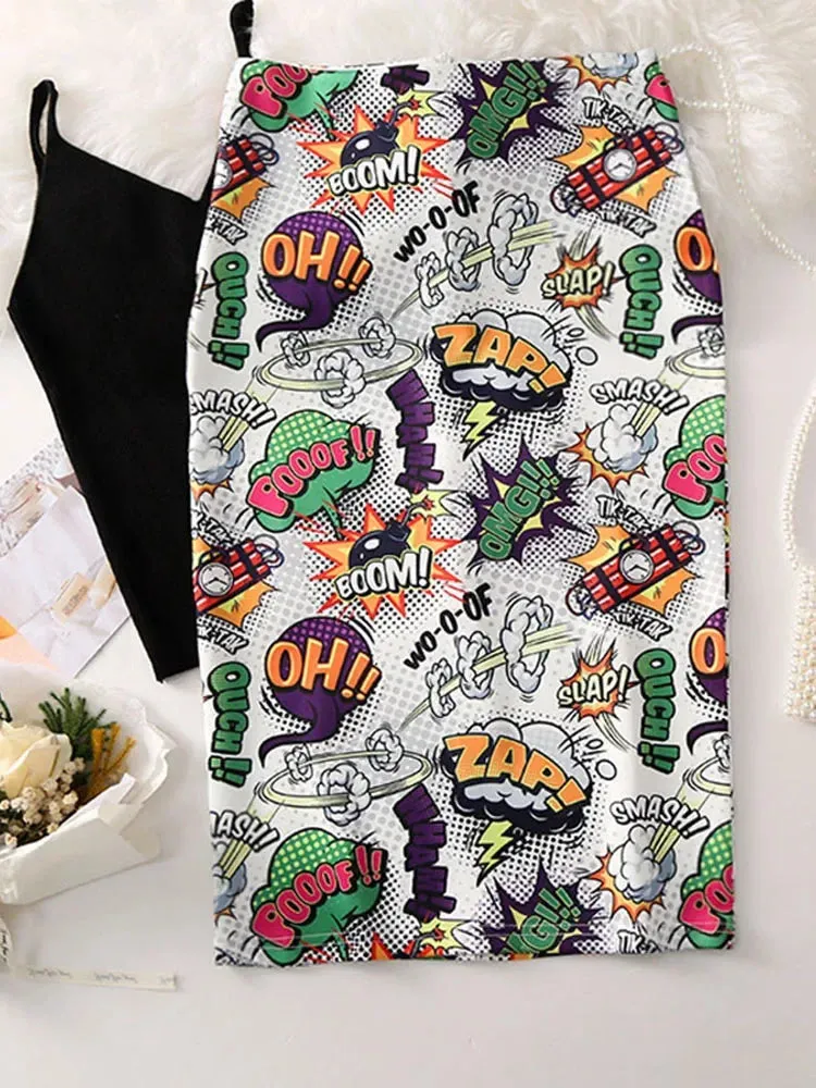 Znbbw Women's Pencil Skirt New Cartoon Mouse Print High Waist Slim Young Girl Summer Large Size Japan Female Falda GD018 - Image 6