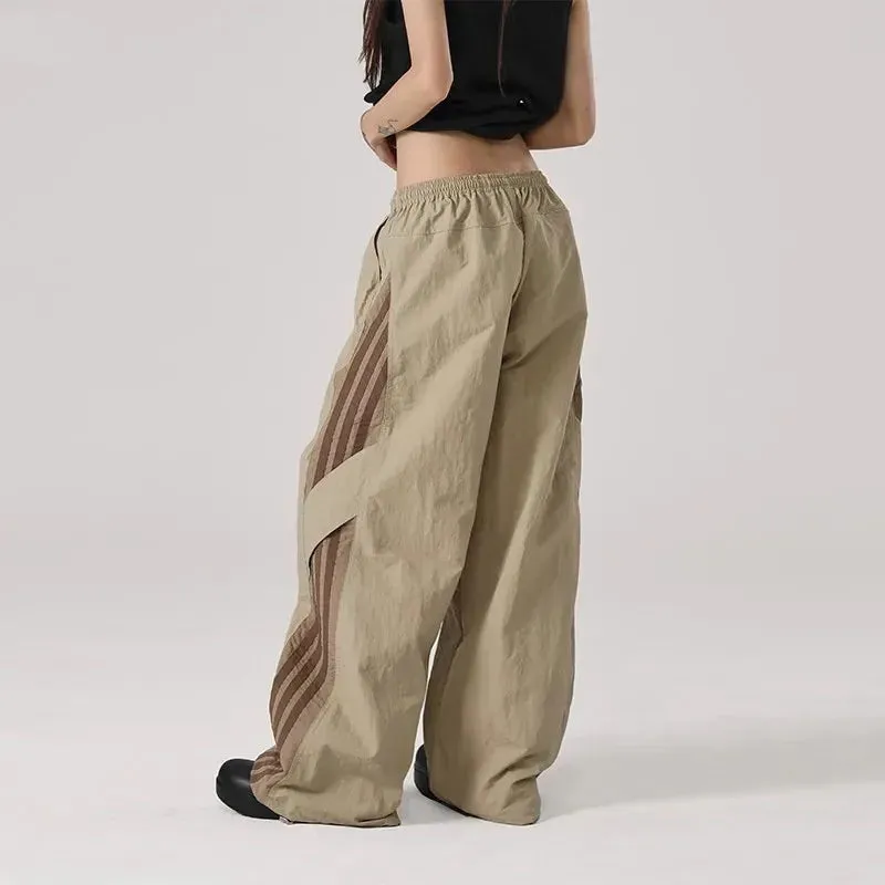 Znbbw Baggy Streetwear Cargo Pants Women Korean High Waist Striped Parachute Sweatpants Bf Oversize Hip Hop Wide Leg Trousers - Image 6