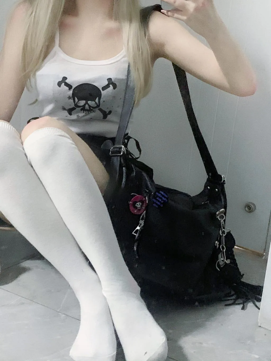 Znbbw Y2K White Ladies Skull Tank Top Sleeveless Punk Sexy Crop Top T Shirt Girls Party Retro Aesthetic Casual T Shirt vintage - Image 3