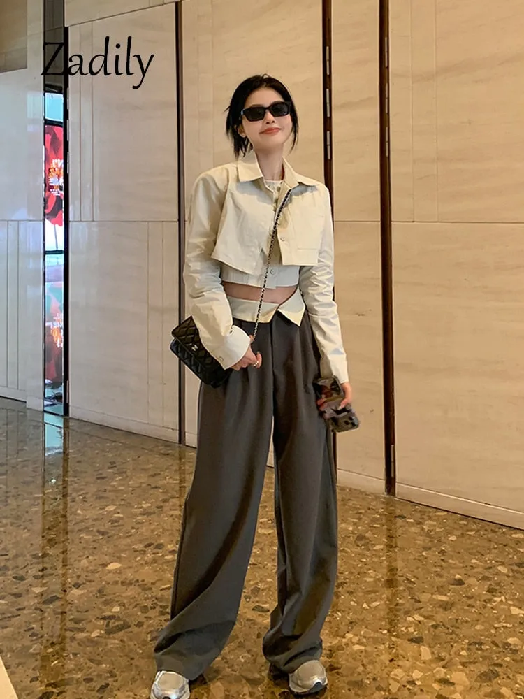 znbbw 2023 Summer Y2K Long Shirt Women Crop Shirt Korea Style Fake two pieces Button Up Woman Blouse Sexy Female Clothing Top - Image 6