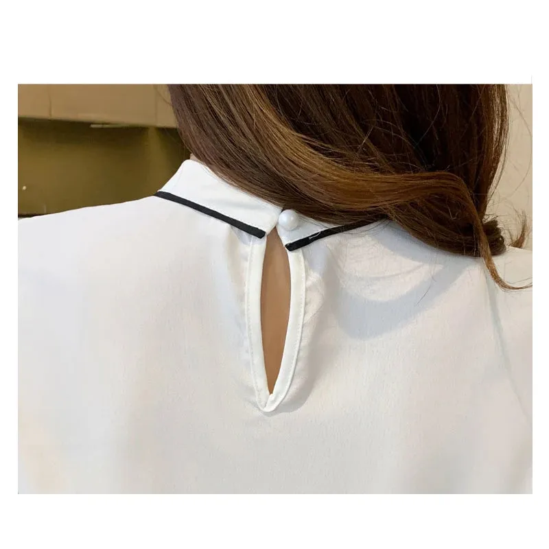 Znbbw Women White Blouse Short Sleeve Blouse Women O-Neck Chiffon Blouse Shirt Tops Women Blusas Mujer De Moda 2023 Blouses F97 - Image 6