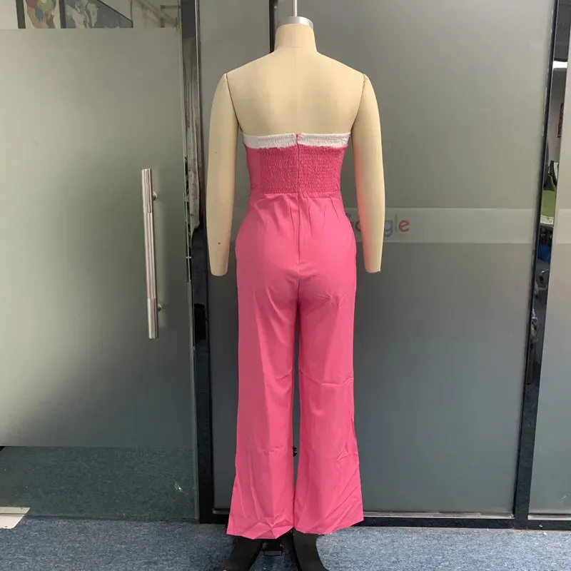 Znbbw Women Jumpsuit Summer Fashion Sexy Strapless Solid Sleeveless Nipped Waist Casual Loose Wide Legs Romper High Streetwear - Image 5