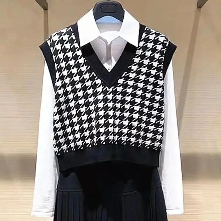 Znbbw Autumn New Sweater Vest Women's Loose Knitted Vest Women's Top sleeveless v neck - Image 5