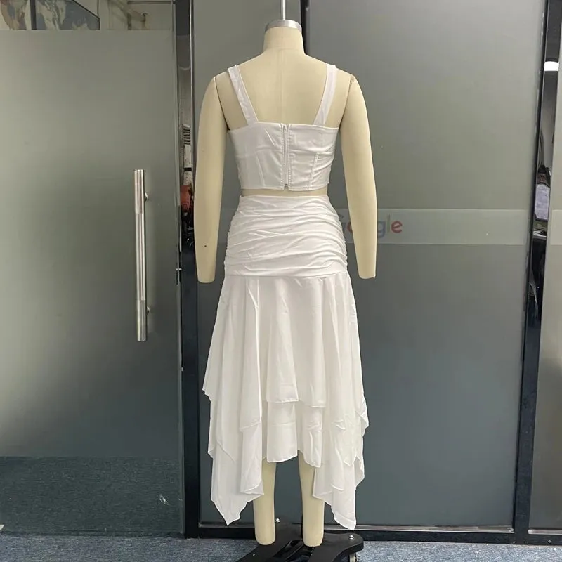 Znbbw Women Two Piece Set Summer Fashion Sexy Round Neck Sleeveless Sling Top Tight Slit Long Skirt Sets High Streetwear - Image 6