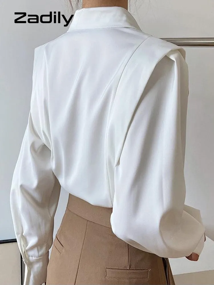 znbbw 2023 Summer Elegant Long Sleeve Solid Work Shirt Women Office Lady Button Up White Shirt Blouse Casual Female Clothes - Image 8