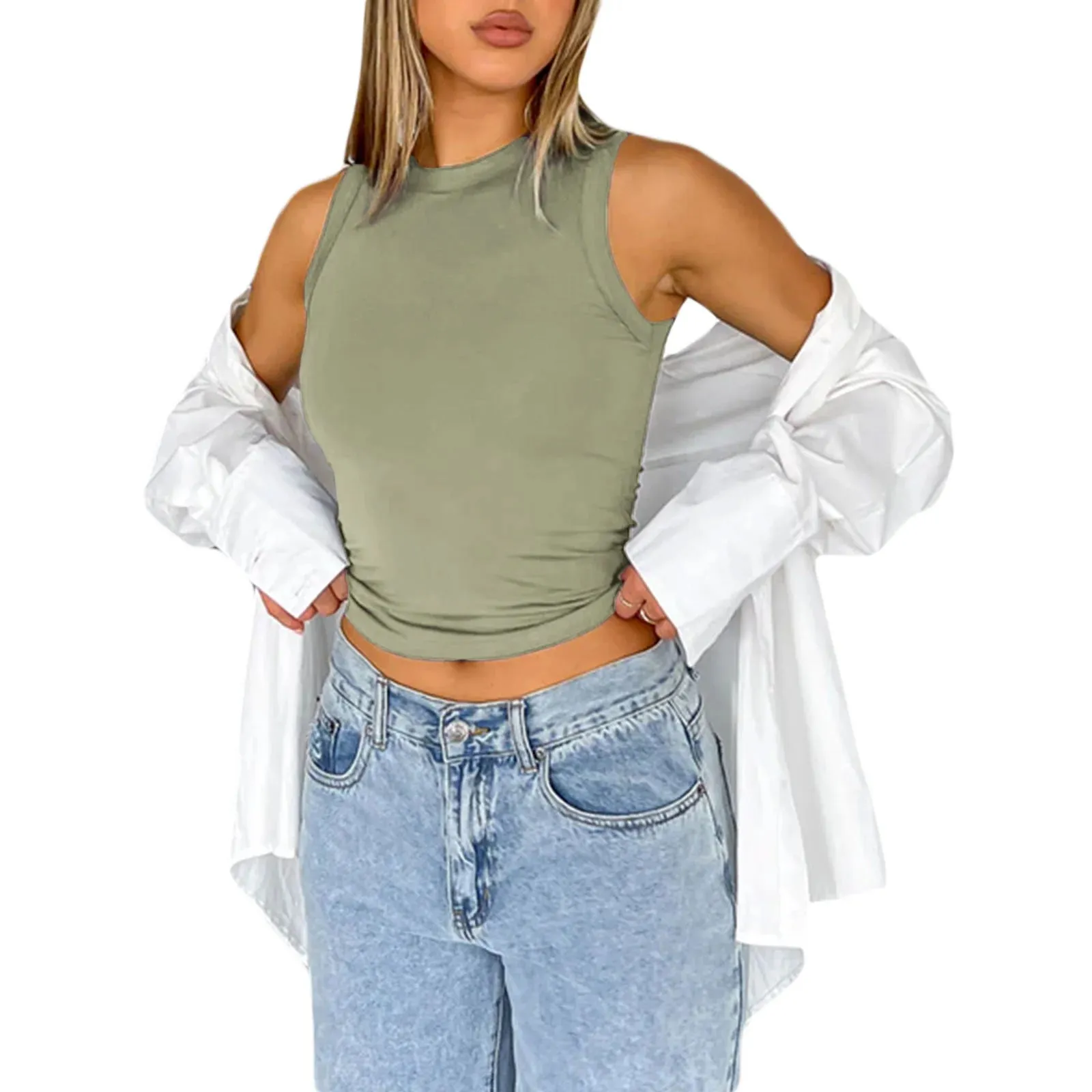 Znbbw Women Skim Dupes Tank Tops Strechy Sleeveless Cropped Vest Tee Shirts Slimt Fitted Going Out Teen Girls Aesthetics Streetwear - Image 10