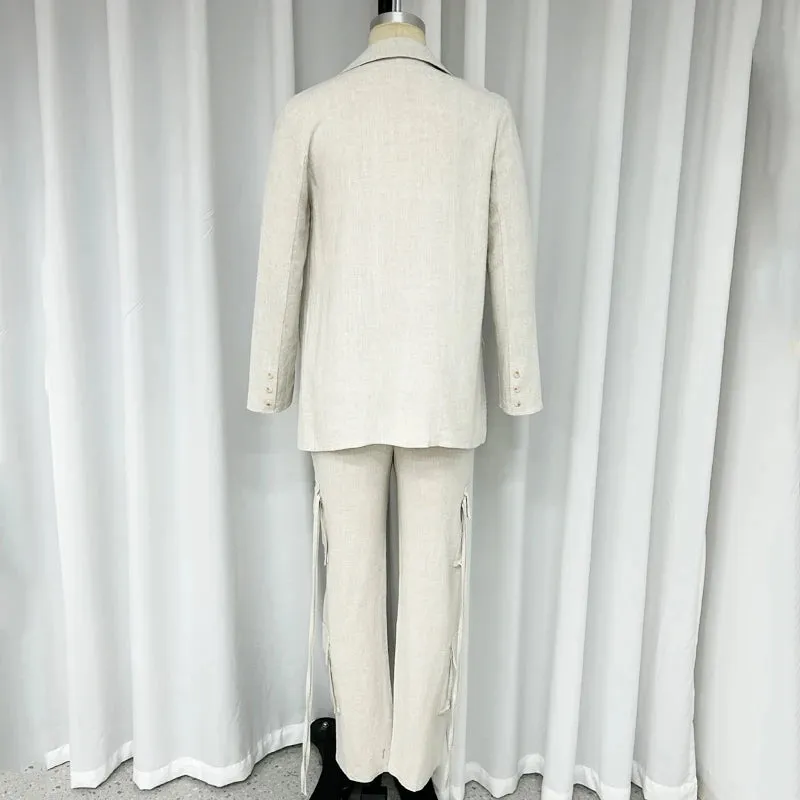 Znbbw Women Two Piece Set Autumn Fashion Solid Lapel Long Sleeve Loose Coat Top Casual With Pockets Cargo Pants Sets Streetwear - Image 6