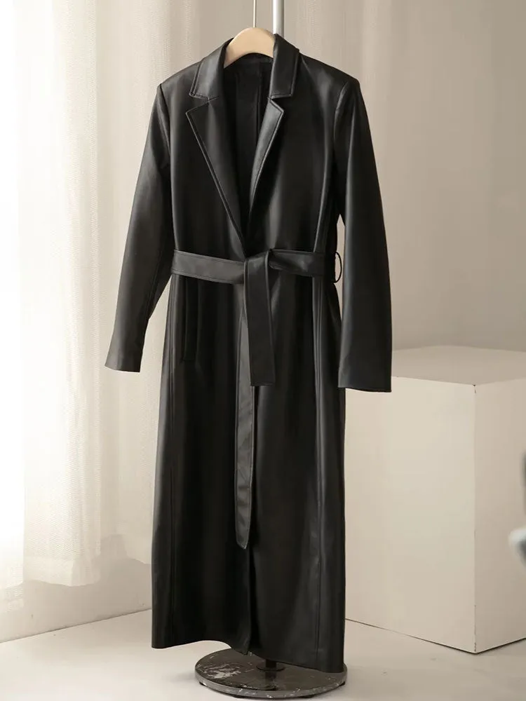 Znbbw 2023 Spring Autumn Women Fashion Loose Coat With Belt Trench Coat Female Solid Simple Casual Windbreaker - Image 3