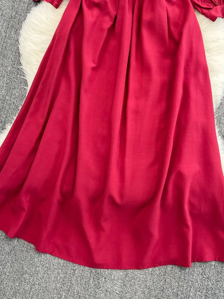 Znbbw Summer National Temperament Round Long Sleeve Embroidered Loose Lace A-line Dress Elegant Large Swing Vestidos D1571 - Image 3